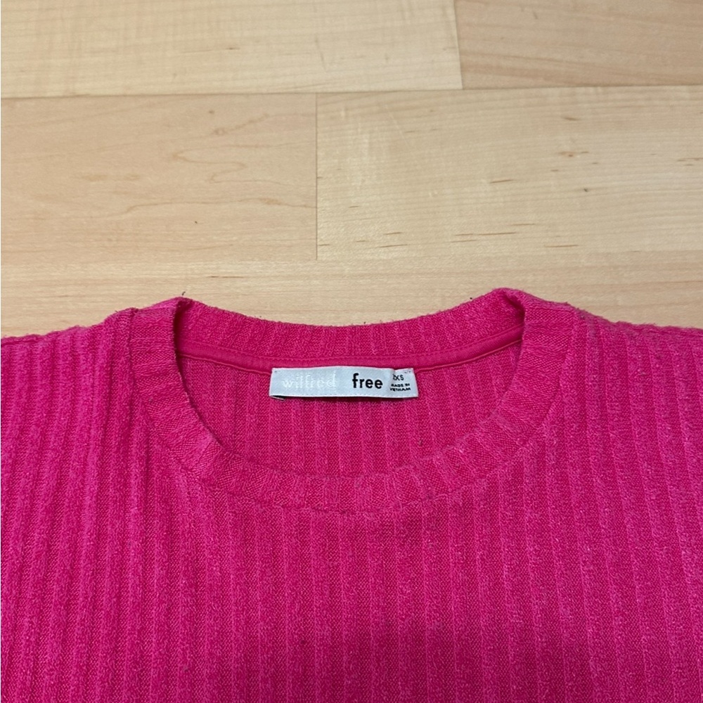 Aritzia Wilfred Free Rudko Pink Ribbed Knit Long Sleeve Top Women’s | XS, XXS - Picture 2 of 7